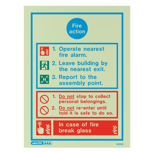 A Range of Photoluminescent Fire Action Safety Signage - Trade Angel
