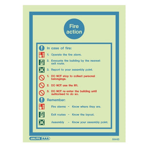A Range of Photoluminescent Fire Action Safety Signage - Trade Angel