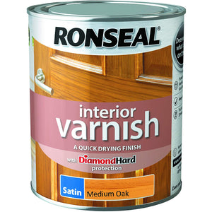 Ronseal - Interior Varnish Satin - Medium Oak 0.75L