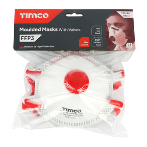 FFP3 Moulded Masks with Valve - 3 Pack