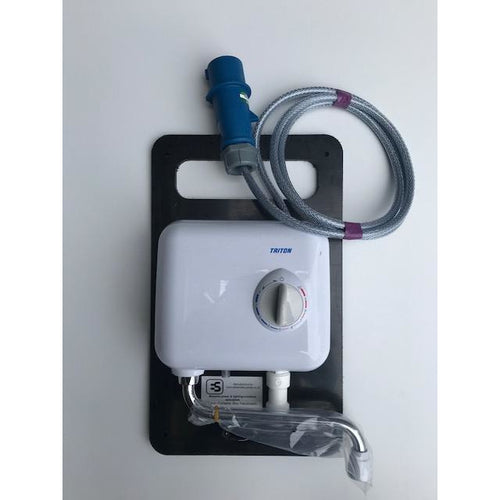 Pre wired SY hot water hand wash unit terminated in 16A commando plug on HDPE board - Trade Angel