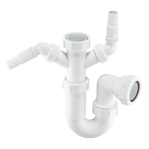 Sink Trap with Twin 135° Domestic Appliance Nozzles