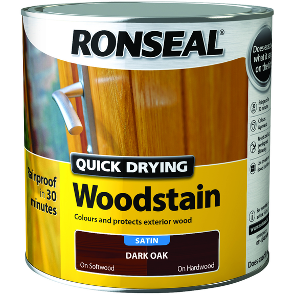 Ronseal - Quick Dry Woodstain - Satin Dark Oak - 2.5l