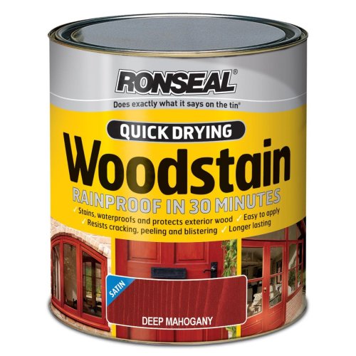 Ronseal - Quick Dry Woodstain - Satin Deep Mahogany - 2.5l