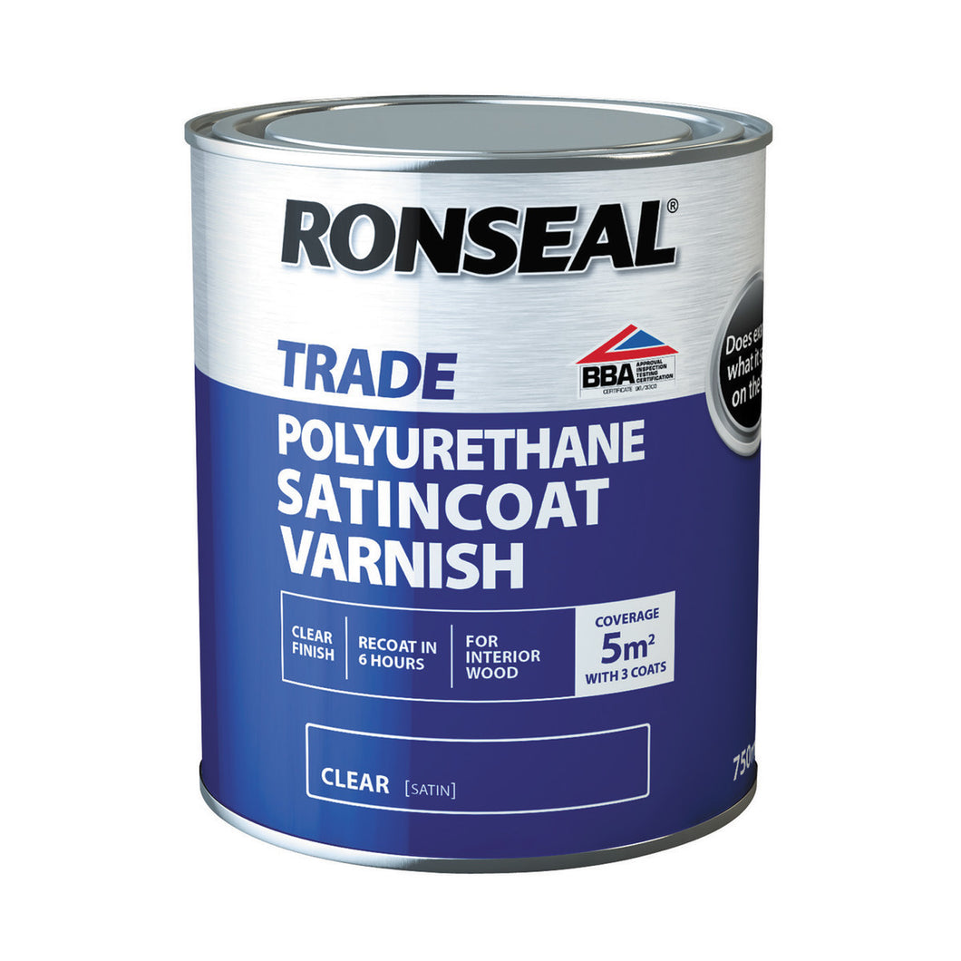 Ronseal - Trade Satincoat Clear Polyurethane Varnish 0.75l
