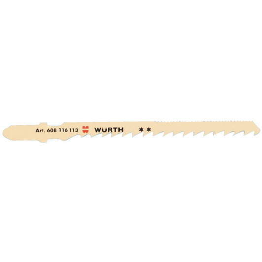 Jigsaw blades - wood/PVC curved fast clean cut - 69mm length, 4mm tooth separation - 1.25mm blade thickness -  pack of 5 - Trade Angel