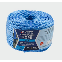 Load image into Gallery viewer, Blue Polypropylene Rope - Coil - Trade Angel - blue polypropylene rope, blue poly rope