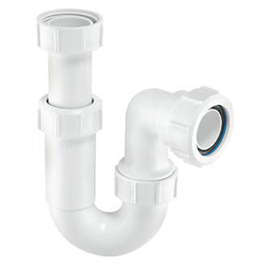Adjustable Sink Trap - White - Tubular Swivel "P" 75mm Seal