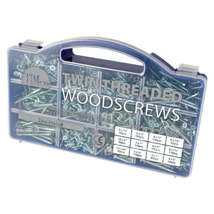 Twin Thread Woodscrews - PZ Mixed Tray 1140pcs
